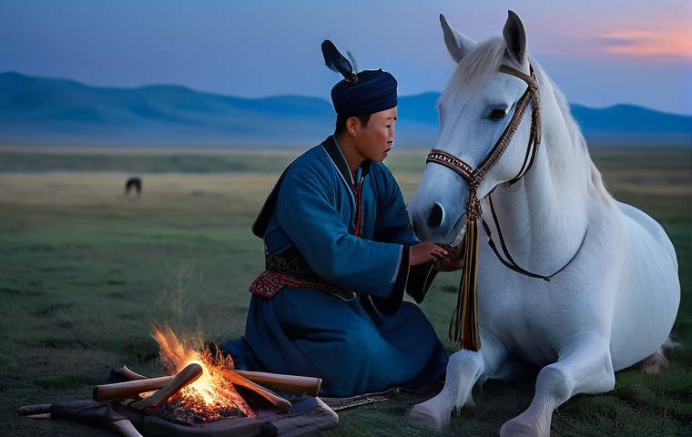 몽골 전통 악기 마린후르 - **Prompt:** A poignant scene depicting the legendary origin of the Morin Khuur. A young Mongolian sh...