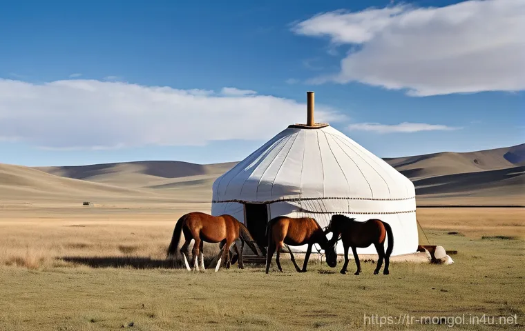 몽골의 주요 경제 활동 - **A panoramic and detailed scene depicting modern large-scale mining operations in the vast, rugged ...