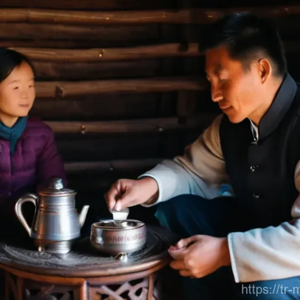 몽골에서의 장기 체류 준비물 - **Prompt:** A heartwarming scene inside a traditional Mongolian ger, softly lit with warm, inviting ...