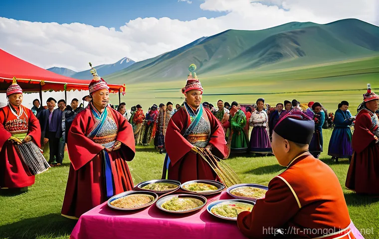 몽골 전통 결혼식 - **Prompt: Horseback Procession Across the Steppes for a Mongolian Wedding**
    "A dynamic outdoor s...