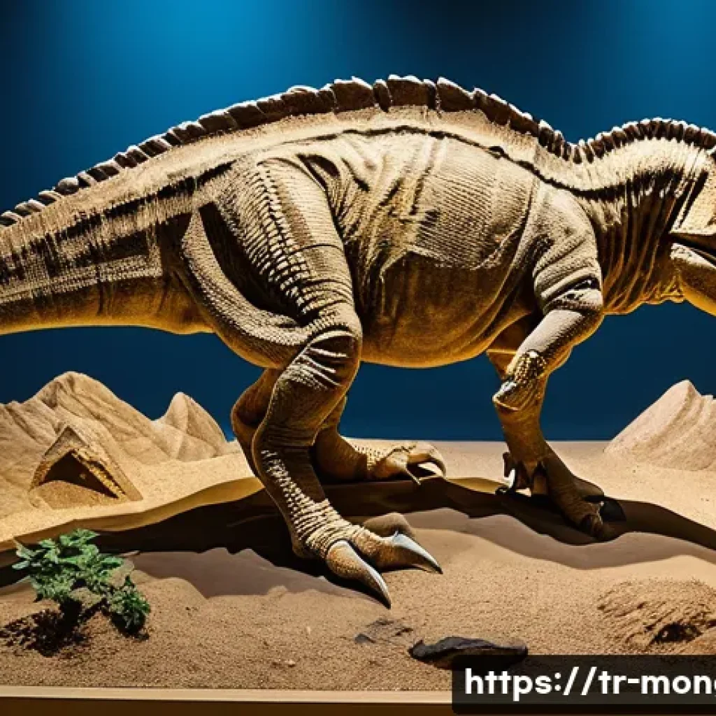 몽골 화석 박물관 - **A "Fighting Dinosaurs" Fossil on Display**
    A highly detailed, realistic fossil display showcas...