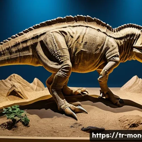 몽골 화석 박물관 - **A "Fighting Dinosaurs" Fossil on Display**
    A highly detailed, realistic fossil display showcas...